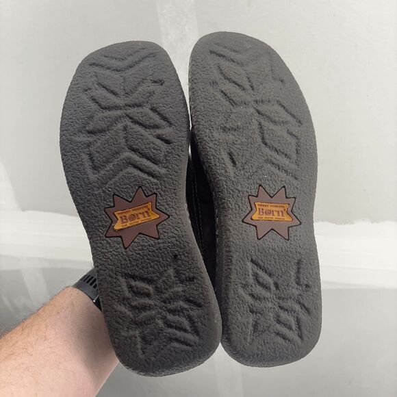 Born Hand Crafted Suede Fur Lined Slipper Mule Clog Womens Size 9 EUC - Picture 9 of 9